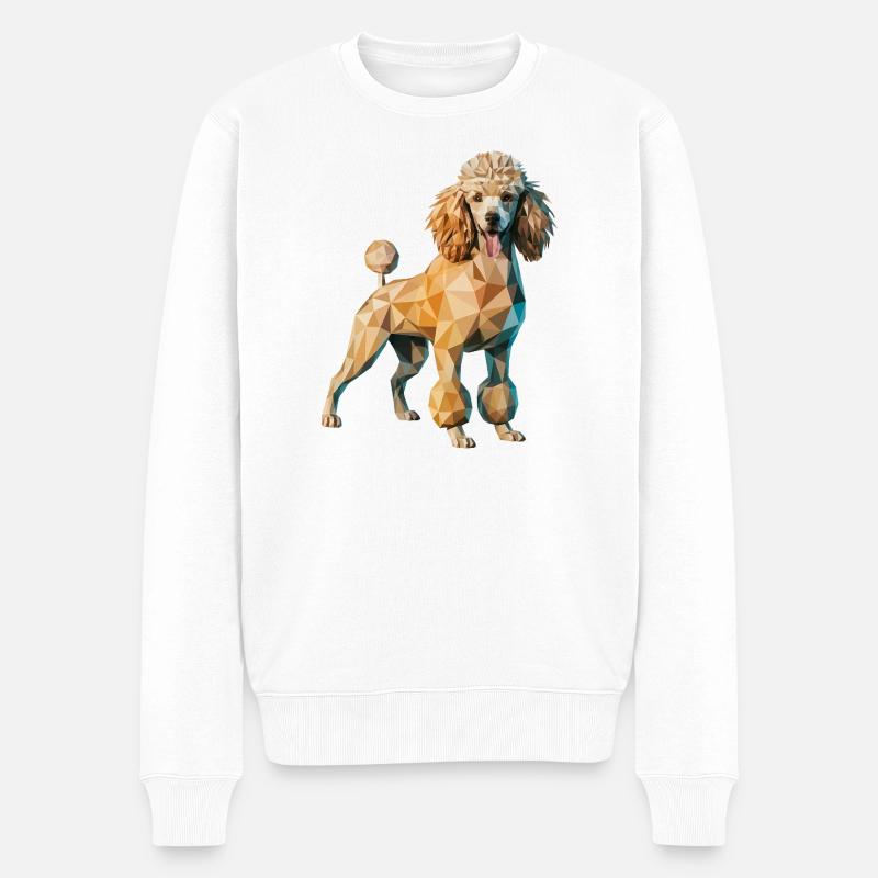 Caniche - Logo Low Poly cool - Pull Premium bio Homme - blanc