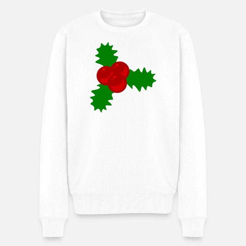 Motif de Noël Baies de Houx - Pull Premium bio Homme - blanc