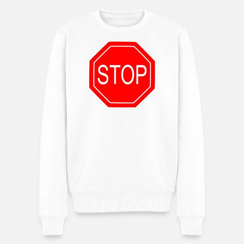 Panneau d’arrêt Imprimé graphique audacieux - Pull Premium bio Homme - blanc
