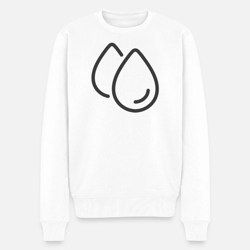 Double goutte d’eau Ligne Icône Logo - Pull Premium bio Homme - blanc