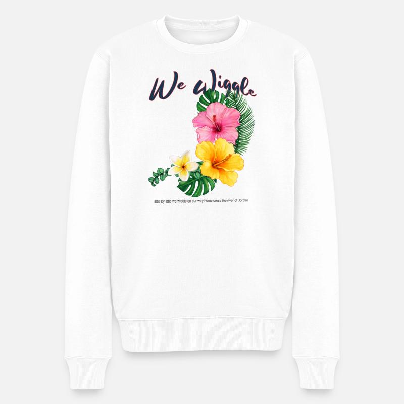 We Wiggle Hibiskus Tropenblume - Männer Premium Bio Pullover - Weiß