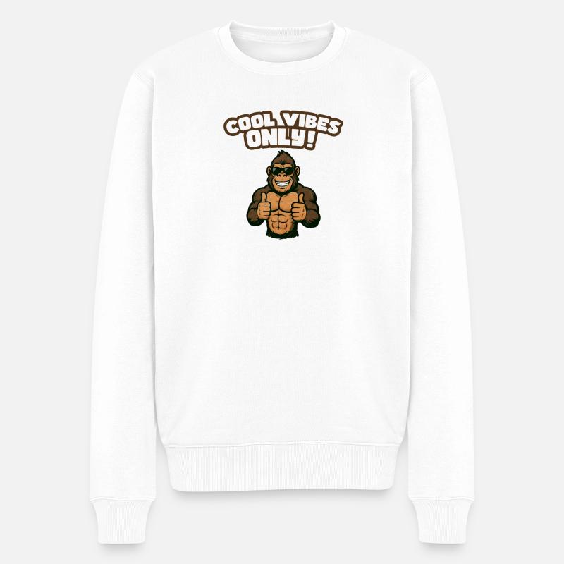 Gorille aux vibrations cool - Pull Premium bio Homme - blanc