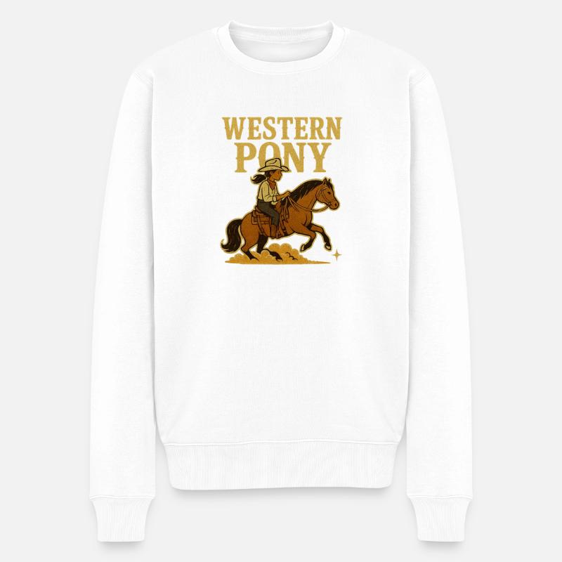 Cavalier de poney western - Pull Premium bio Homme - blanc
