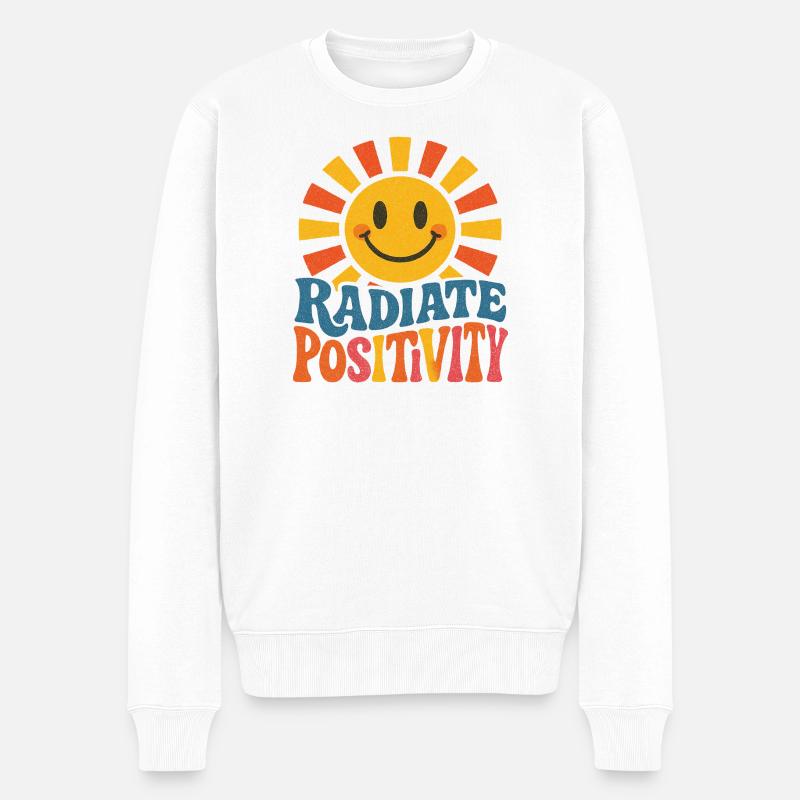 Sunburst strahlt Positivität aus - Männer Premium Bio Pullover - Weiß