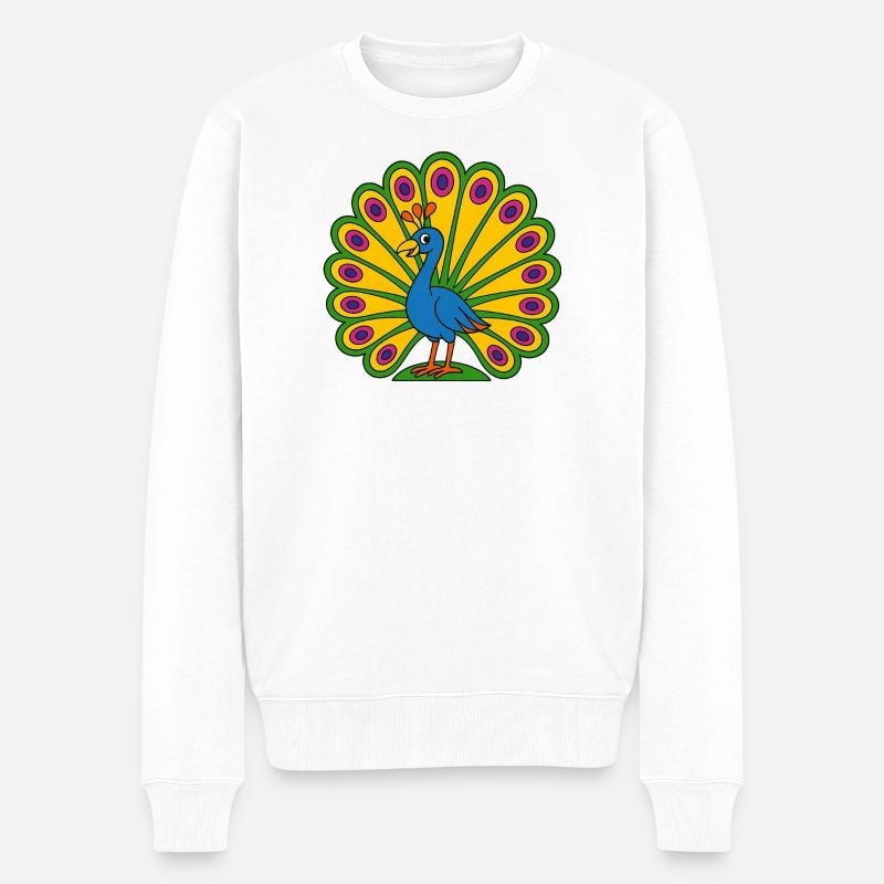 Éventail de paon vif - Pull Premium bio Homme - blanc