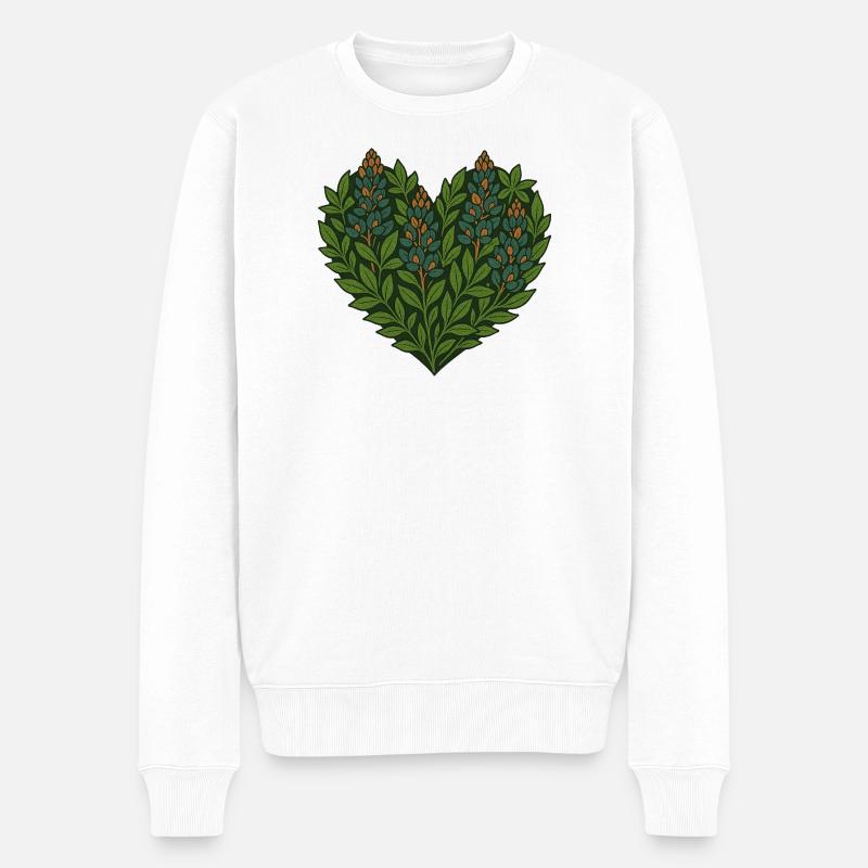 Motif de feuilles de cœur botanique - Pull Premium bio Homme - blanc