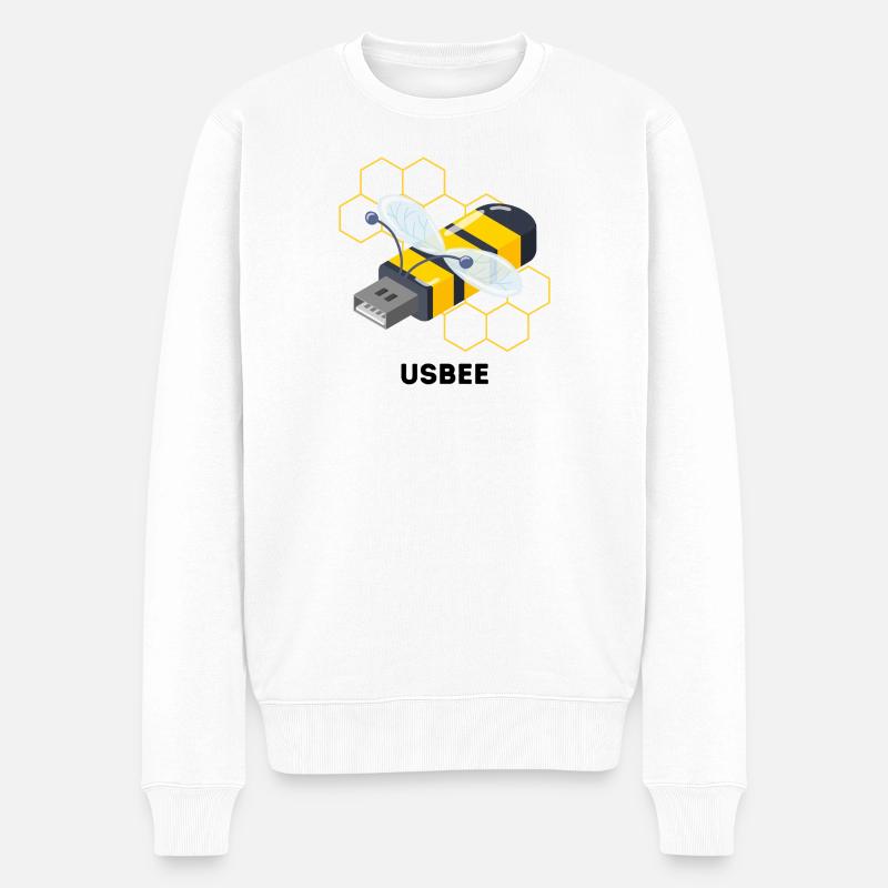 USBEE - Niedliches USB-Bienen-Wortspiel - Männer Premium Bio Pullover - Weiß