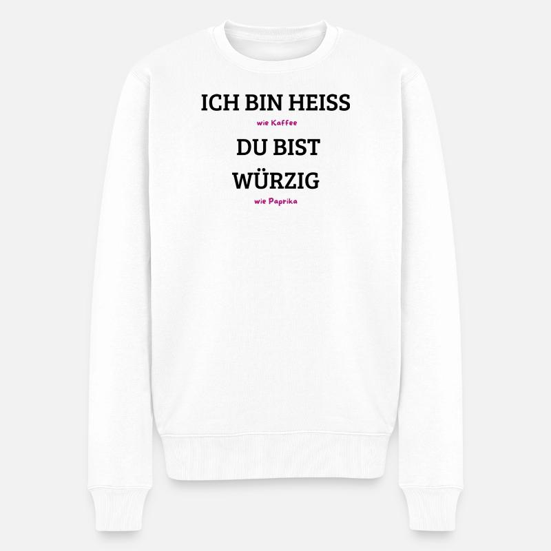 Kaffee Paprika Kontrast - Männer Premium Bio Pullover - Weiß