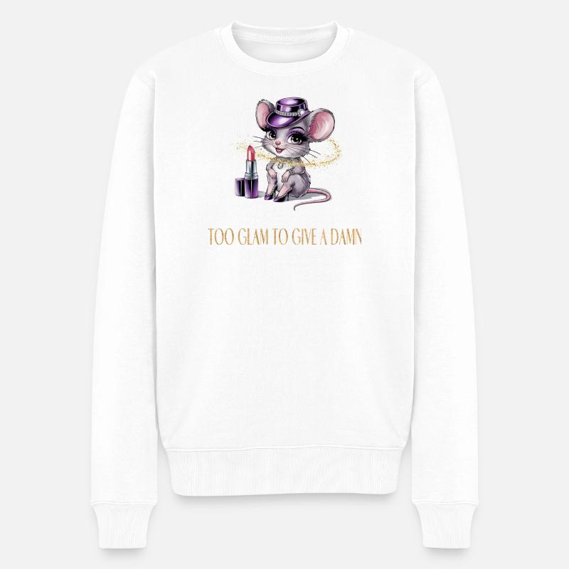 Heiße Maus mit Glamour & Lippenstift - Männer Premium Bio Pullover - Weiß