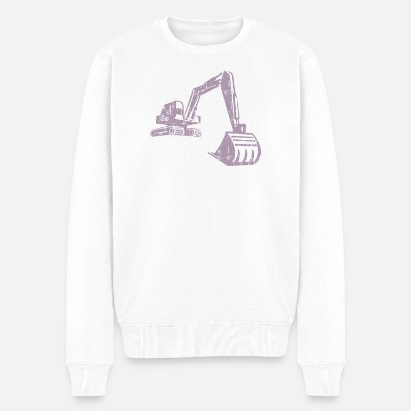 Bagger Silhouette Bauarbeiter Grunge Design - Männer Premium Bio Pullover - Weiß
