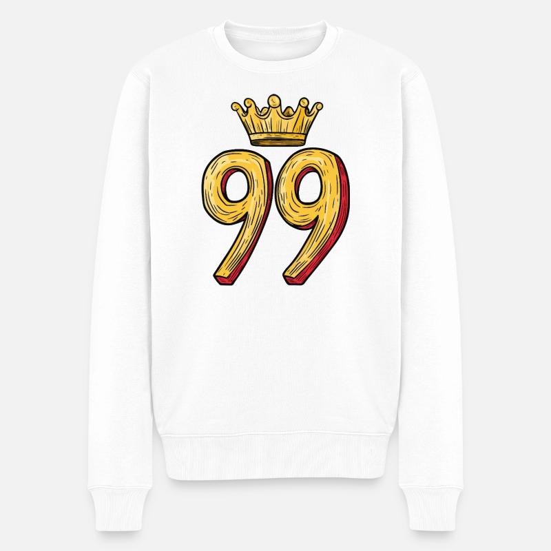 99 Zahl Krone - Männer Premium Bio Pullover - Weiß
