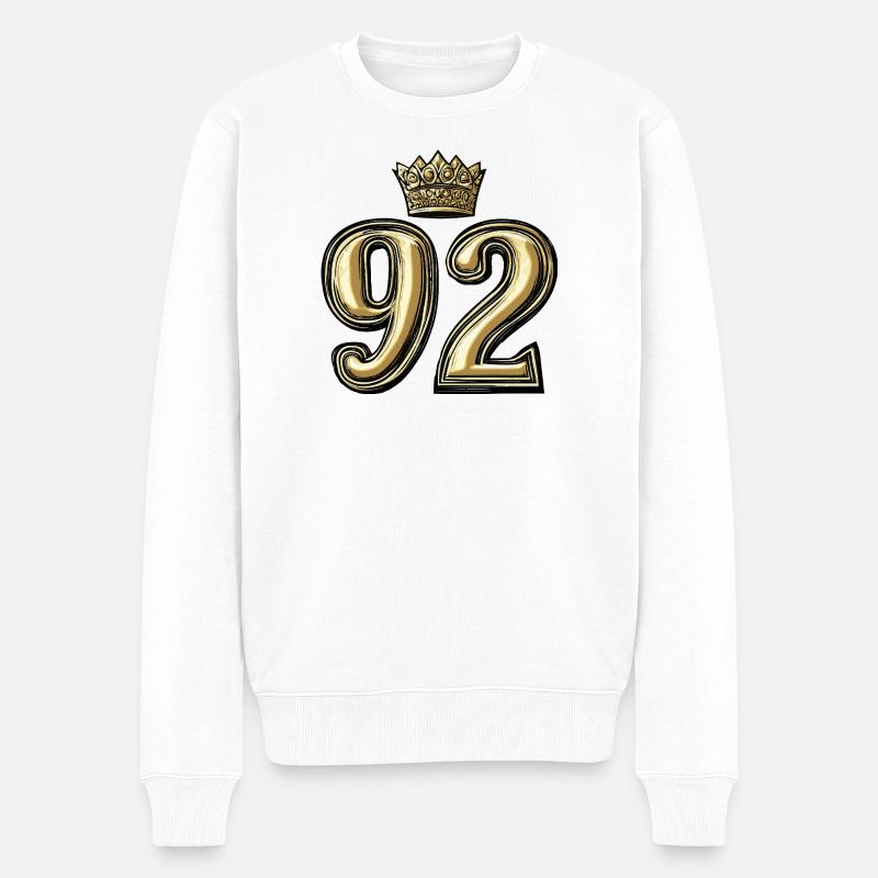 92 Zahl Krone - Männer Premium Bio Pullover - Weiß