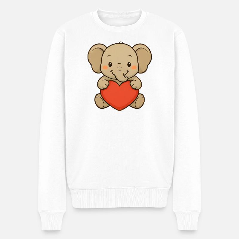 Elefant mit Herz - Männer Premium Bio Pullover - Weiß