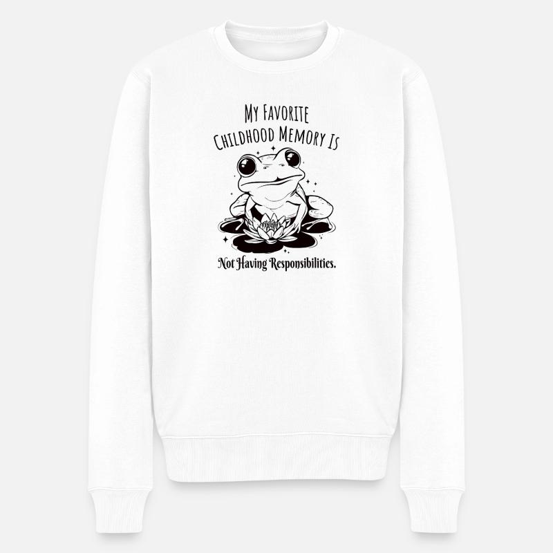 Kindheitserinnerung Verantwortung Frosch - Männer Premium Bio Pullover - Weiß
