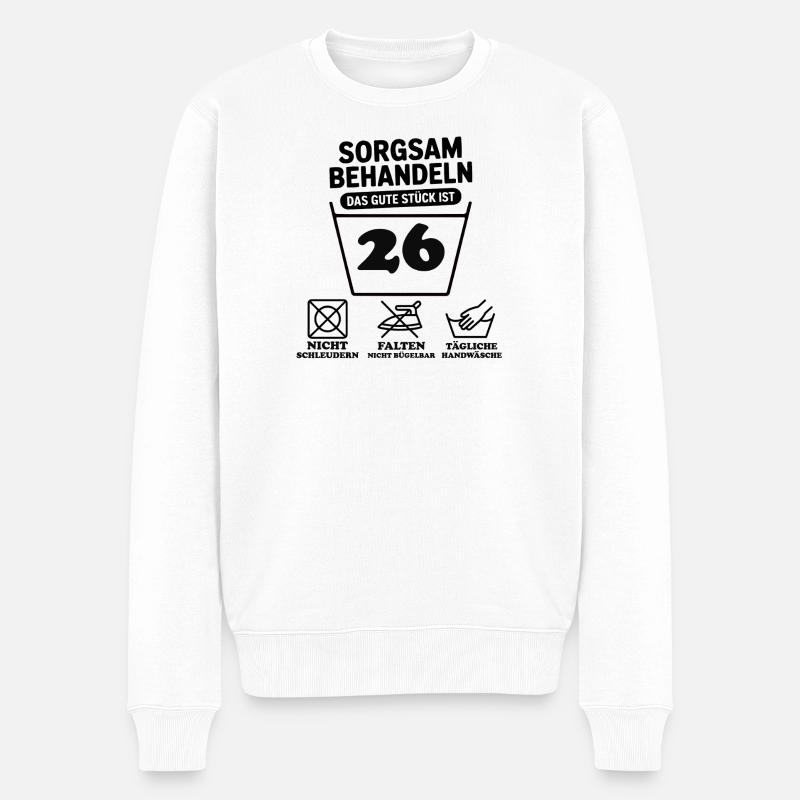 26e anniversaire – Traitez avec soin - Pull Premium bio Homme - blanc