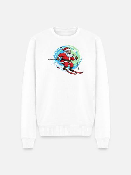 Christmas Man Skiing Winter Fun - Men's Premium Organic Jumper - white