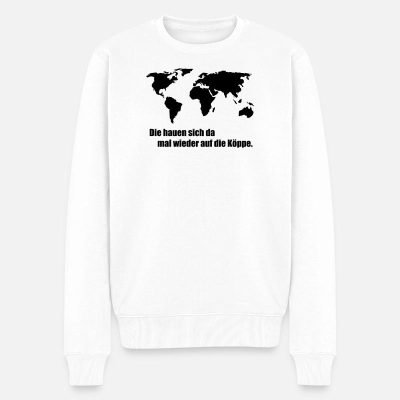 Weltkarte - Männer Premium Bio Pullover - Weiß
