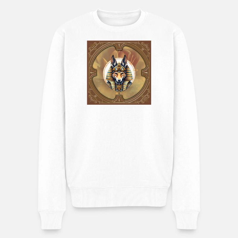 Steampunk Pharao Fuchs - Männer Premium Bio Pullover - Weiß