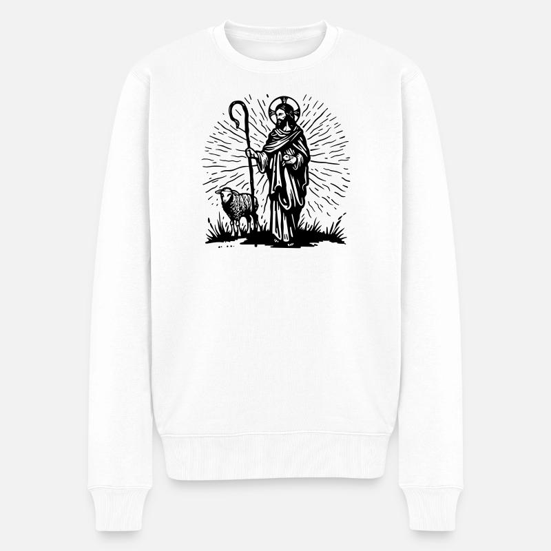 Illustration du Bon Pasteur - Pull Premium bio Homme - blanc