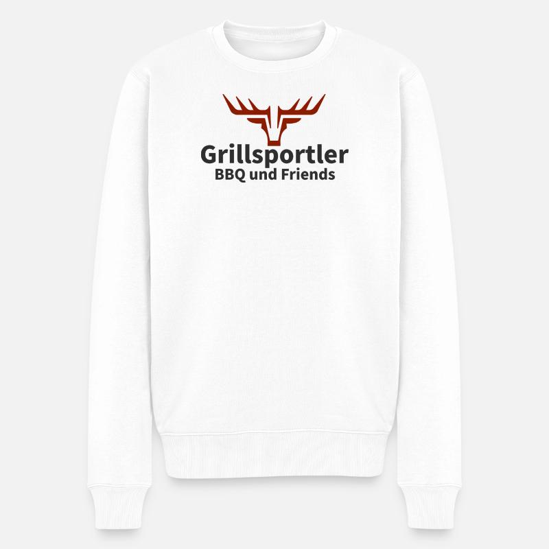 Grillsportler BBQ Logo Geweih - Männer Premium Bio Pullover - Weiß