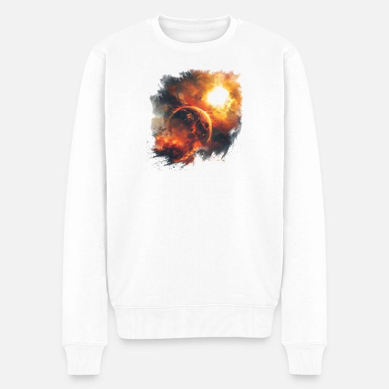 Planetenkosmos Feuersturm - Männer Premium Bio Pullover - Weiß