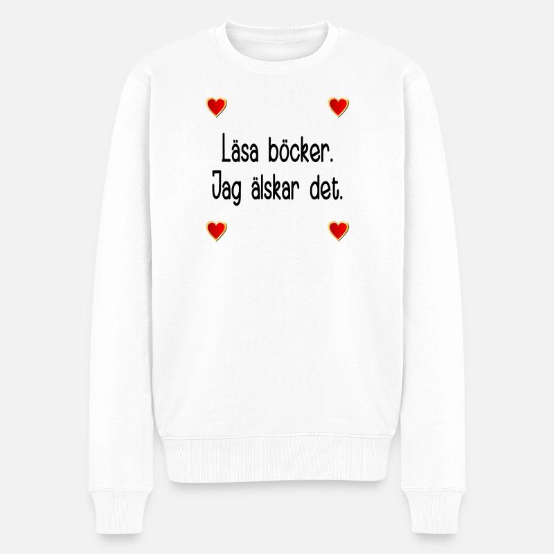 Bücher lesen - ich liebe es - Männer Premium Bio Pullover - Weiß