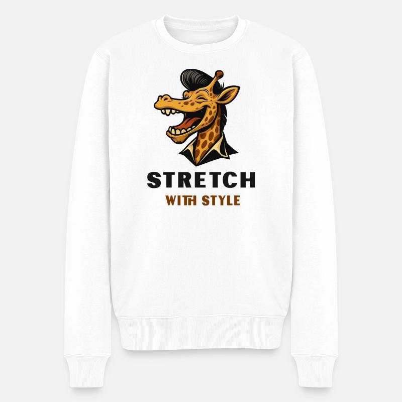 Stretch avec style – Cool Giraffe - Pull Premium bio Homme - blanc
