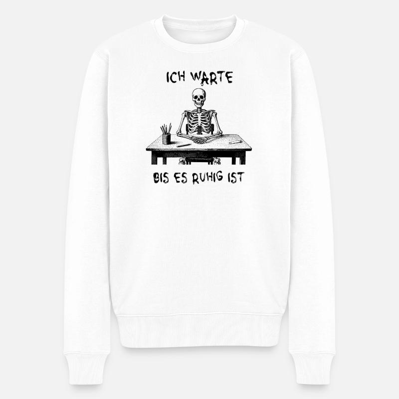J’attendrai que ce soit calme - squelette - Pull Premium bio Homme - blanc