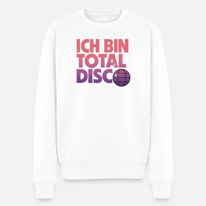 Ich bin total Disco - Männer Premium Bio Pullover - Weiß