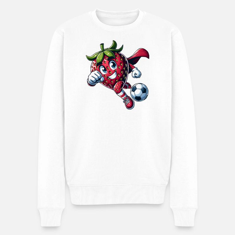 Football Fraise Super-héros Kicker Comic - Pull Premium bio Homme - blanc