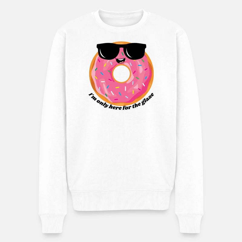 Beignet rose avec lunettes de soleil - Pull Premium bio Homme - blanc