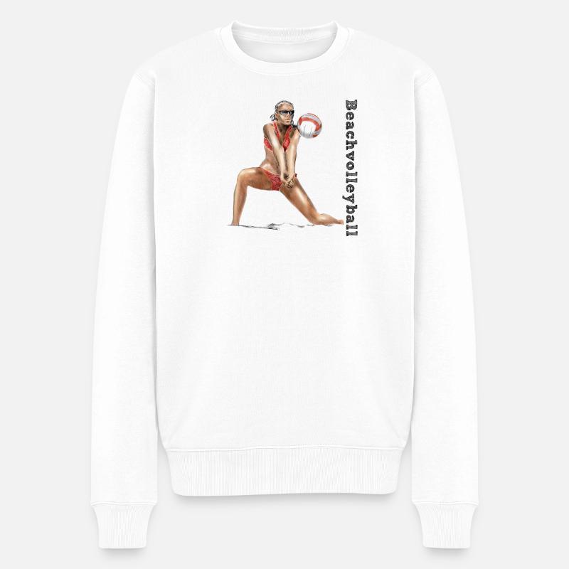 Volleyball Diva Rot - Männer Premium Bio Pullover - Weiß