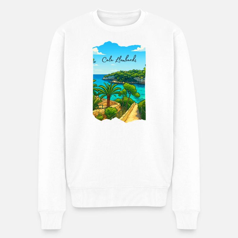 Cala Lombards - Mallorca - Männer Premium Bio Pullover - Weiß
