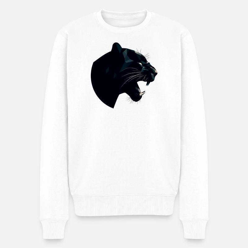Schwarzer Panther - Männer Premium Bio Pullover - Weiß