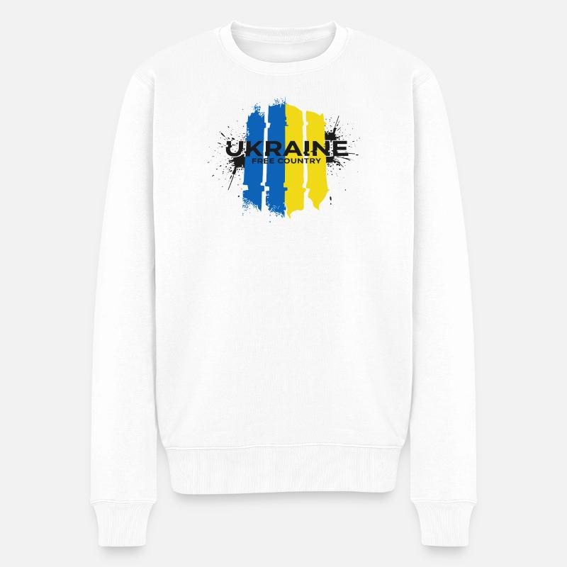 L’Ukraine Pays Libre Drapeau Art - Pull Premium bio Homme - blanc