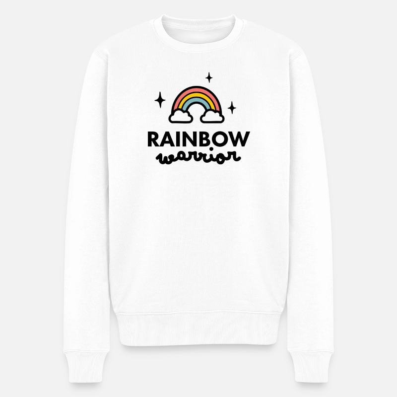 Regenbogen-Krieger-Logo - Männer Premium Bio Pullover - Weiß