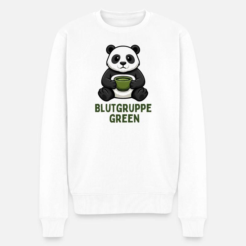Blutgruppe Green Panda Tee Design  - Männer Premium Bio Pullover - Weiß