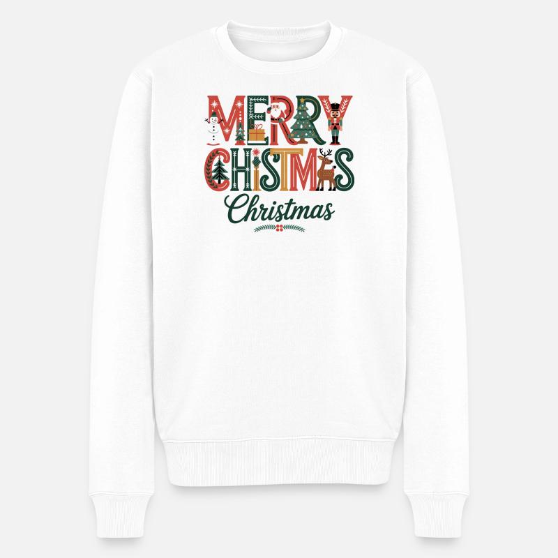 Frohe Weihnachten Festliches Weihnachtsdesign mit dem Weihnachtsmann - Männer Premium Bio Pullover - Weiß