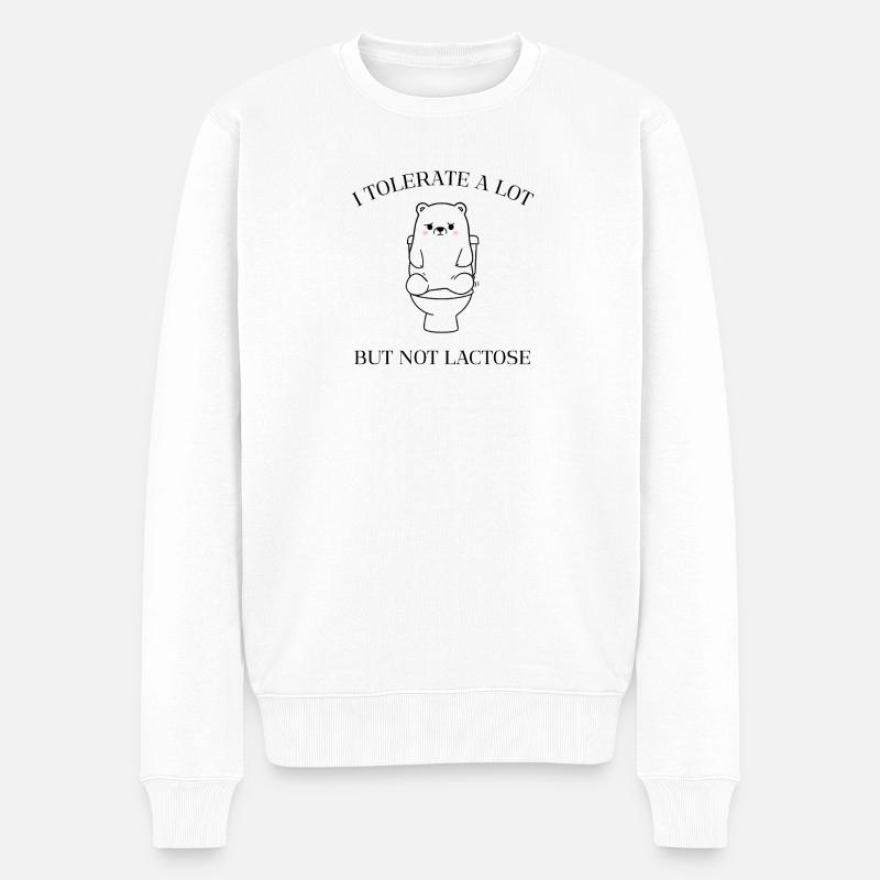 Trauriger Teddy – No Lactose Fun - Männer Premium Bio Pullover - Weiß