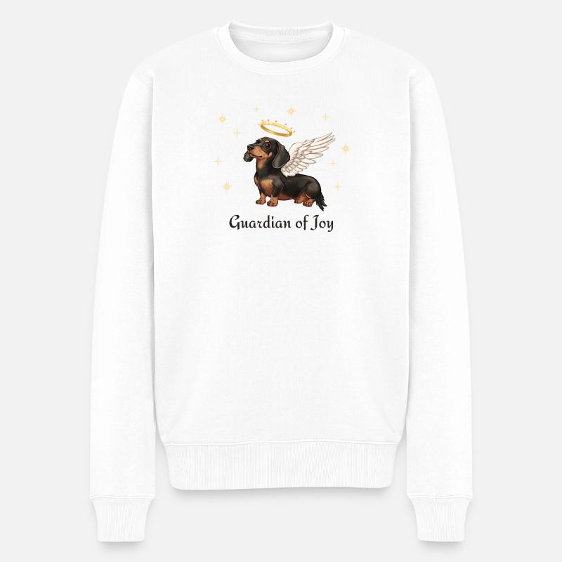Guardian of Joy – Angel Dachshund - Männer Premium Bio Pullover - Weiß