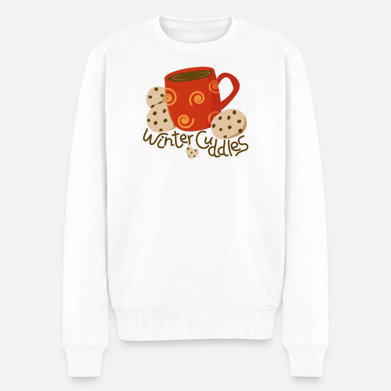 Tasse heiße Schokolade mit Keksen - Männer Premium Bio Pullover - Weiß