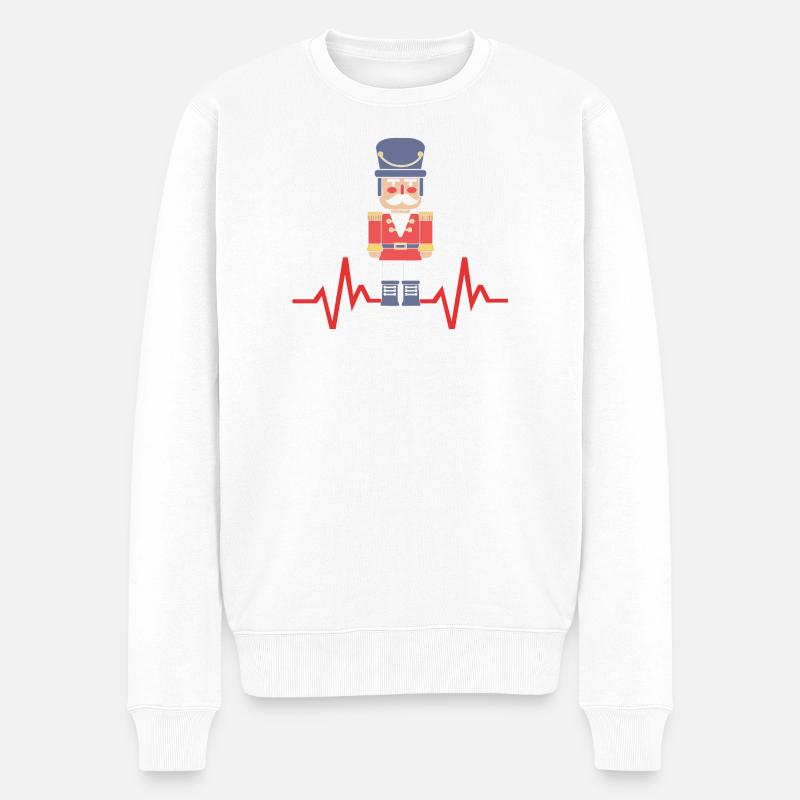 Nussknacker Weihnachten Herzschlag - Männer Premium Bio Pullover - Weiß