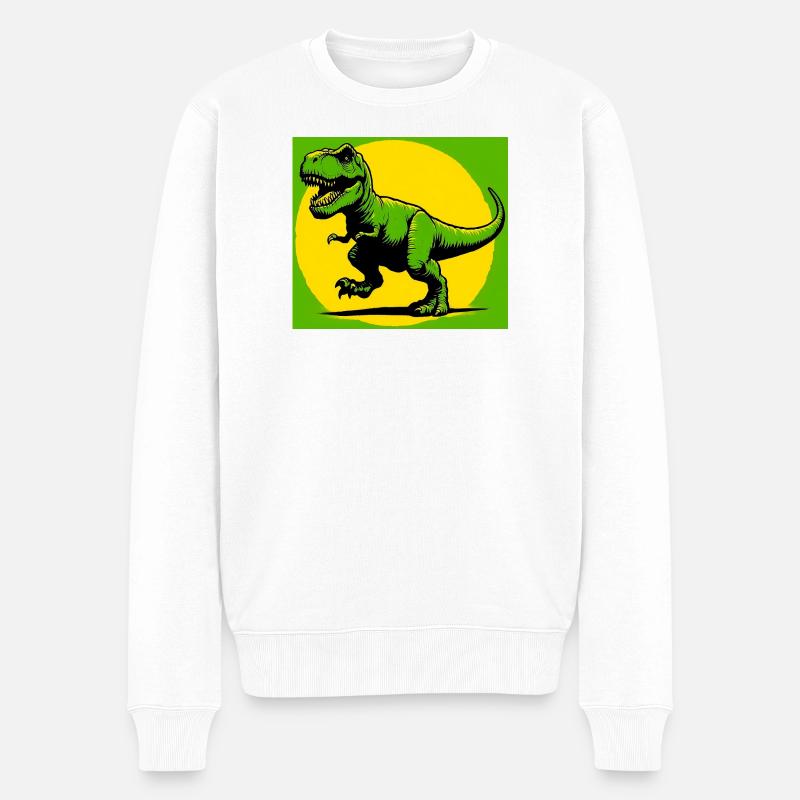 Dinosaurier - Männer Premium Bio Pullover - Weiß