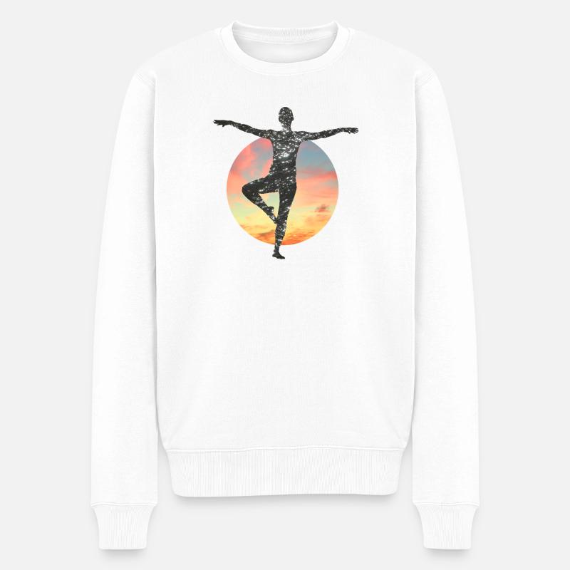 Galaktische Silhouette im Sonnenkreis - Männer Premium Bio Pullover - Weiß