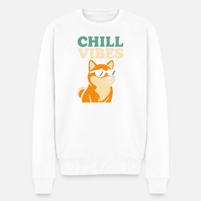 Chill Vibes Shiba Tee - Männer Premium Bio Pullover - Weiß