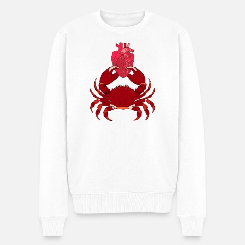 Krebs - Männer Premium Bio Pullover - Weiß