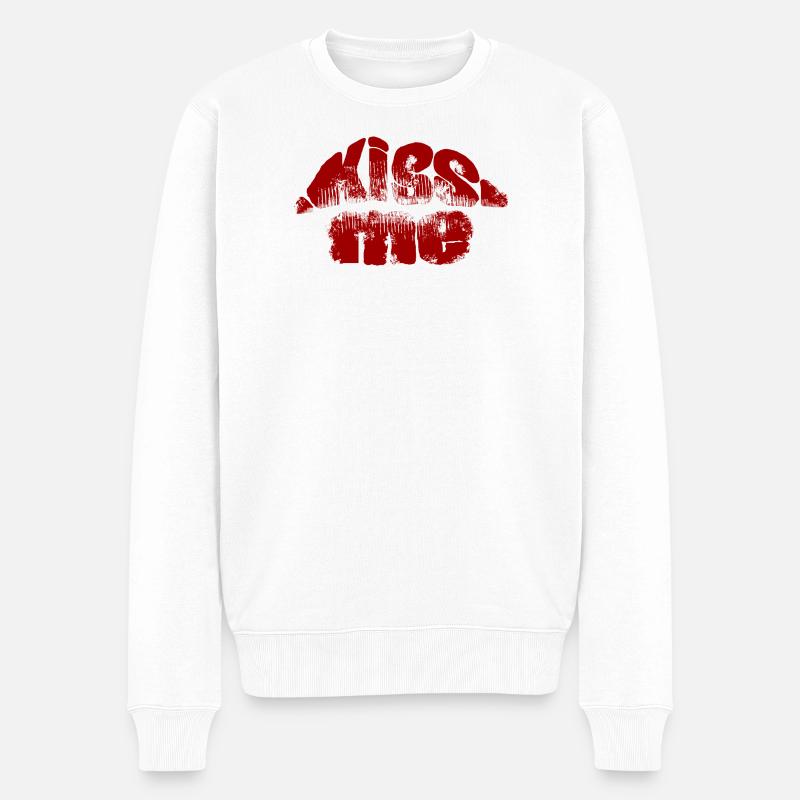 Küss Mich Graffiti Rot - Männer Premium Bio Pullover - Weiß