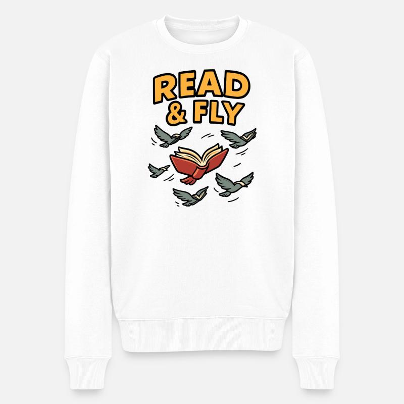 Read & Fly: Lesen beflügelt - Männer Premium Bio Pullover - Weiß