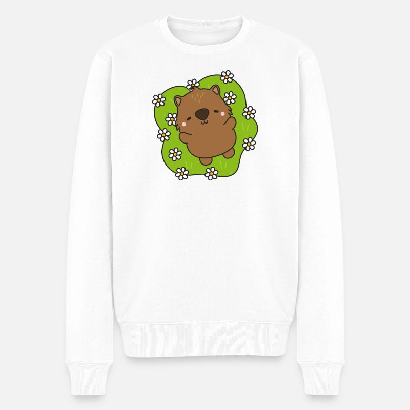Castor mignon au cœur floral - Pull Premium bio Homme - blanc