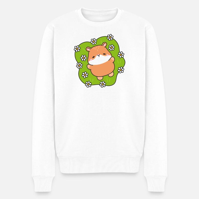 Gänseblümchen-Feldhamster - Männer Premium Bio Pullover - Weiß